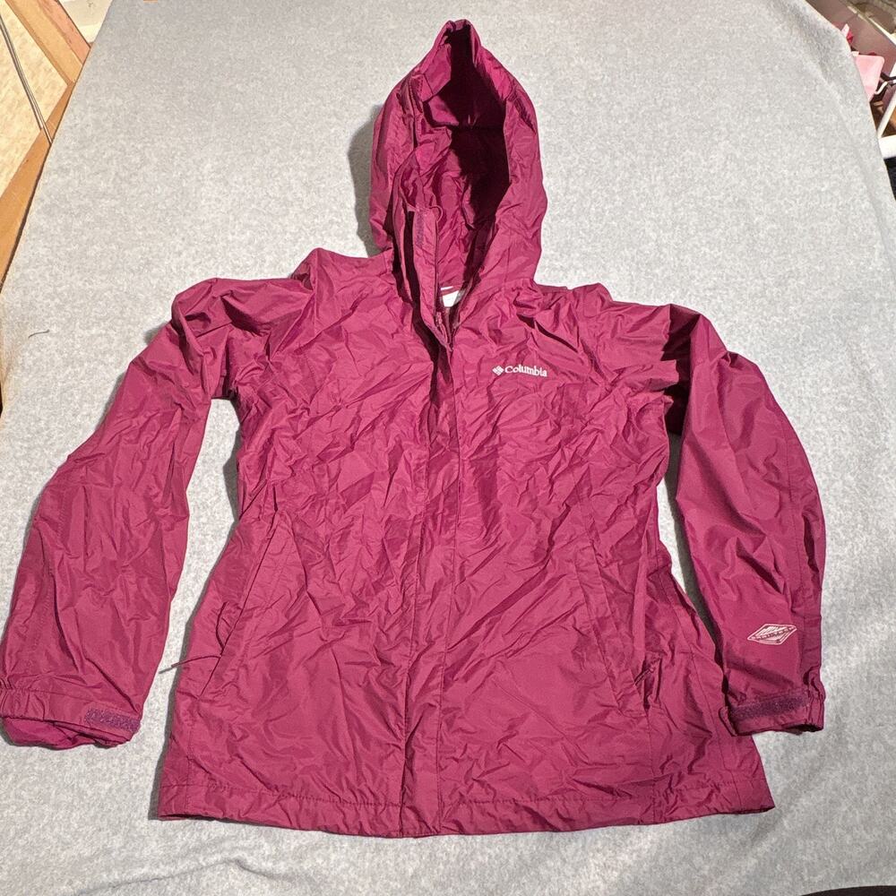 Columbia Omni-Tech Women’s Pink Hooded Waterproof Breathable Rain Jacket, Small